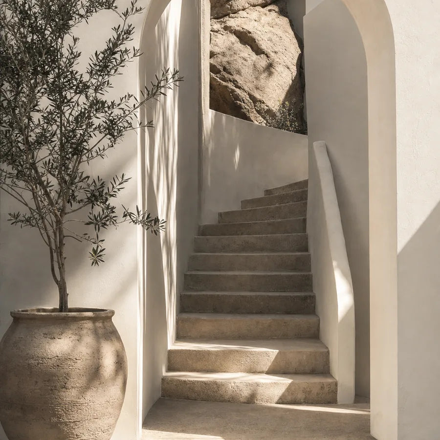 A whitewashed Mediterranean archway